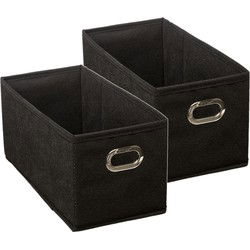 5Five Opbergmand/kastmand - 2x - zwart - linnen - 31 x 15 x 15 cm - Opbergmanden