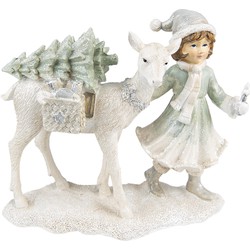 Clayre & Eef Beeld Kind 18 cm Wit Polyresin Kerstdecoratie