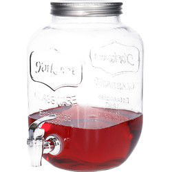 Alessandro Drankdispenser Pina met kraantje - 3,8L - glas - 25 cm- tap - Drankdispensers