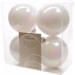 8-delige kerstballen set 10 cm parelmoer wit - Kerstbal