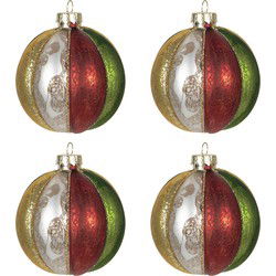 Clayre & Eef Kerstbal Set van 4 Rood Groen Glas