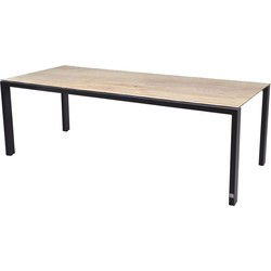 Goa Tafelframe Antracite Met HPL Tafelblad Teak Pattern 220 x 95 cm