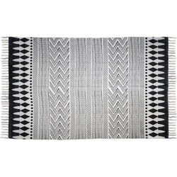 Vloerkleed - 210x150 cm - katoen - zwart/wit