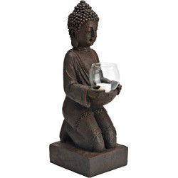 Kaarsenhouder Boeddha van poly bruin (B/H/D) 14x43x15cm