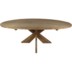 HSM Collection-Ovale Eettafel Met Kruispoot-180x100x75-Naturel-Teak