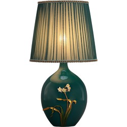 Fine Asianliving Chinese Table Lamp Porcelain with Lampshade Teal