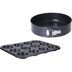 Bakvorm set - 1x muffin vorm en 1x taartvorm/springvorm - anti-aanbaklaag - Bakringen