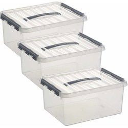 Sunware opbergbox - 3x - transparant - 15L - 40 x 30 x 18 cm - Opbergbox