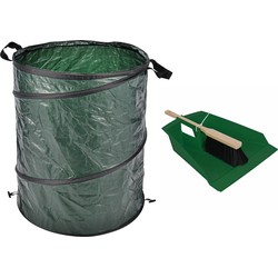 Groot stoffer/blik groen 43 cm met tuinafvalzak 130L voor tuinafval/bladeren - Stoffer en blik