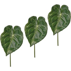 6x stuks groene kunstplanten Anthurium takken 67 cm - Kunstbloemen