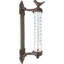 Esschert Design Wandthermometer - 1x - gietijzer - met vogel - 27 cm - Buitenthermometers