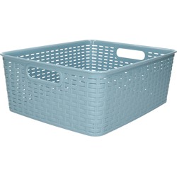 Plasticforte Opbergmand - Kastmand - rotan kunststof - ijsblauw - 12 Liter - 30 x 37 x 13 cm - Opbergmanden