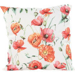 Anna's Collection Sierkussen voor binnen en buiten - bloemenprint - wit - 45 x 45 cm - tuinkussen - Sierkussens