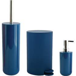 MSV Badkameraccessoire Moods - pedaalemmer - beker - zeeppompje - blauw - kunststof - Badkameraccessoireset