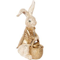 Clayre & Eef Decoratie Beeld Konijn 51 cm Beige Goudkleurig Kunststof