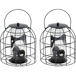 2x Vogel voederkooi voor in de tuin kleine vogels 18 cm - Vogelvoederhuisjes