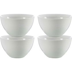 Kommetjes/serveer schaaltjes - 4x - Mumbai - porselein - D13.5 x H7.5 cm - ivoor wit - Stapelbaar - Kommetjes