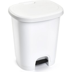 Kunststof afvalemmers/vuilnisemmers wit 27 liter met pedaal - Pedaalemmers