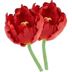 2x Kunstbloemen tulp rood 25 cm - Kunstbloemen