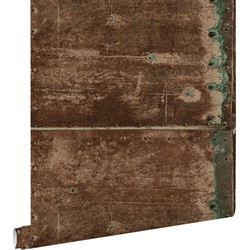 ESTAhome behang metalen platen roest bruin - 53 cm x 10,05 m - 138221