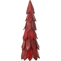 J-line - Kerstboom Stukken Hout Rood Medium - 28x28x80cm