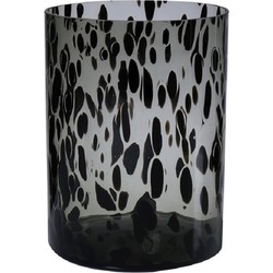 Modieuze bloemen cilinder vaas/vazen van glas 25 x 19 cm zwart fantasy - Vazen