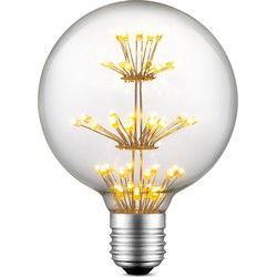 Edison Vintage LED filament lichtbron Globe - Helder - G95 Crystal - Retro LED lamp - 9.5/9.5/13.5cm - geschikt voor E27 fitting - 1W 100lm 2300K - warm wit licht