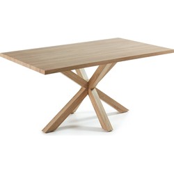 Kave Home - Argo tafel afgewerkt in naturel melamine en stalen poten met houteffect 180 x 100 cm