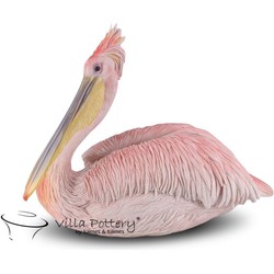 Villa Pottery  Pelikaan roze zittend - 47x24x35