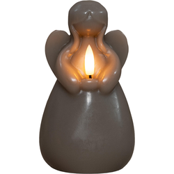 Kaars engel wax led 3d vlam op batterij met timer d8.5h14.5 cm taupe