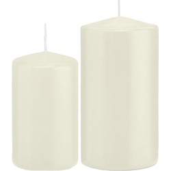 Stompkaarsen set van 2x stuks ivoor wit 12 en 15 cm - Stompkaarsen