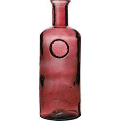 Natural Living Bloemenvaas Olive Bottle - robijn rood transparant - glas - D13 x H35 cm - Fles vazen - Vazen