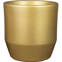 Bela Arte Bloempot/plantenpot - keramiek - goud glans - D17-H16 cm - Plantenpotten