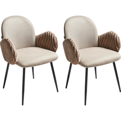 Beliani AMITY - Eetkamerstoel-Beige-Polyester