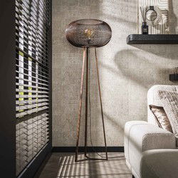 Vloerlamp Copper Twist Driepoot Zwart - Giga Meubel