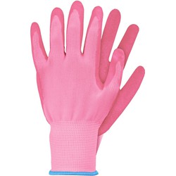 Werkhandschoenen latex roze S