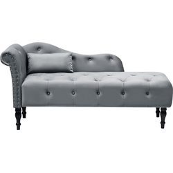 Beliani IVRY - Chaise longue-Grijs-Fluweel