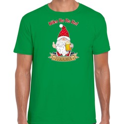 Bellatio Decorations fout kersttrui t-shirt heren - Bier kabouter/gnoom - groen - Doordrinken XL - kerst t-shirts