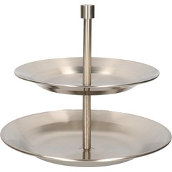 RVS serveerplateaus/etageres zilver rond 25 cm - Etageres