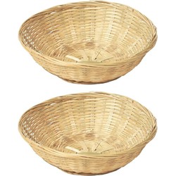 Set van 3x stuks ronde rieten/bamboe fruitmandjes/fruitschaal 30 x 9 cm - Serveerschalen