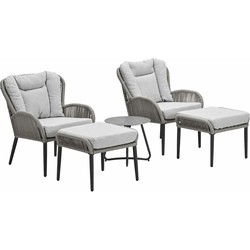 Garden Impressions Bentong loungestoelen incl. voetenbank - Fons bijzettafel Ø45x41 cm