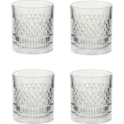 J-line - Giftbox 4 Glazen Whisky Tennessee Glas Transparant - 8x8x9.5cm