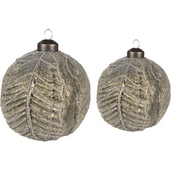 Clayre & Eef Kerstbal Set van 2  Ø 10 / Ø 8 cm Groen Glas Kerstdecoratie