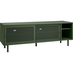 Tv-Meubel Metaal Groen - Schuifdeuren - 6-Vakken - 45x160x55cm - Veep