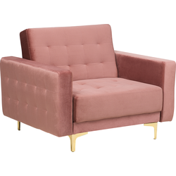 Beliani ABERDEEN - Fauteuil-Roze-Fluweel