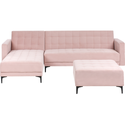 Beliani ABERDEEN - Slaapbank-Roze-Fluweel
