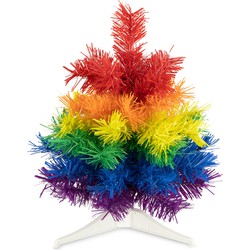 R en W mini kunst kerstboom -regenboog - H30 cm - kunststof - Kunstkerstboom