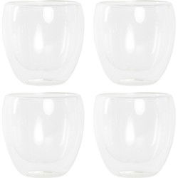 Items koffieglazen/theeglazen dubbelwandig - set 4x - cappuccino glazen - 250 ml - Koffie- en theeglazen
