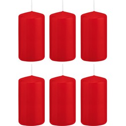 6x Kaarsen rood 6 x 12 cm 40 branduren sfeerkaarsen - Stompkaarsen