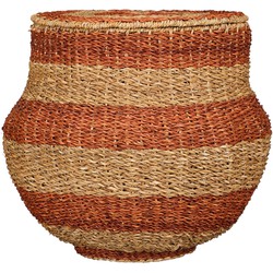 Mica Decorations Tacoma Opbergmand met Deksel - H48 x Ø55 cm - Jute - Oranje